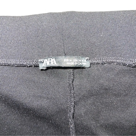 Zara Bike Shorts Women's  Size Medium Black Silver Bling Bejeweled Side Stripe - Picture 5 of 7